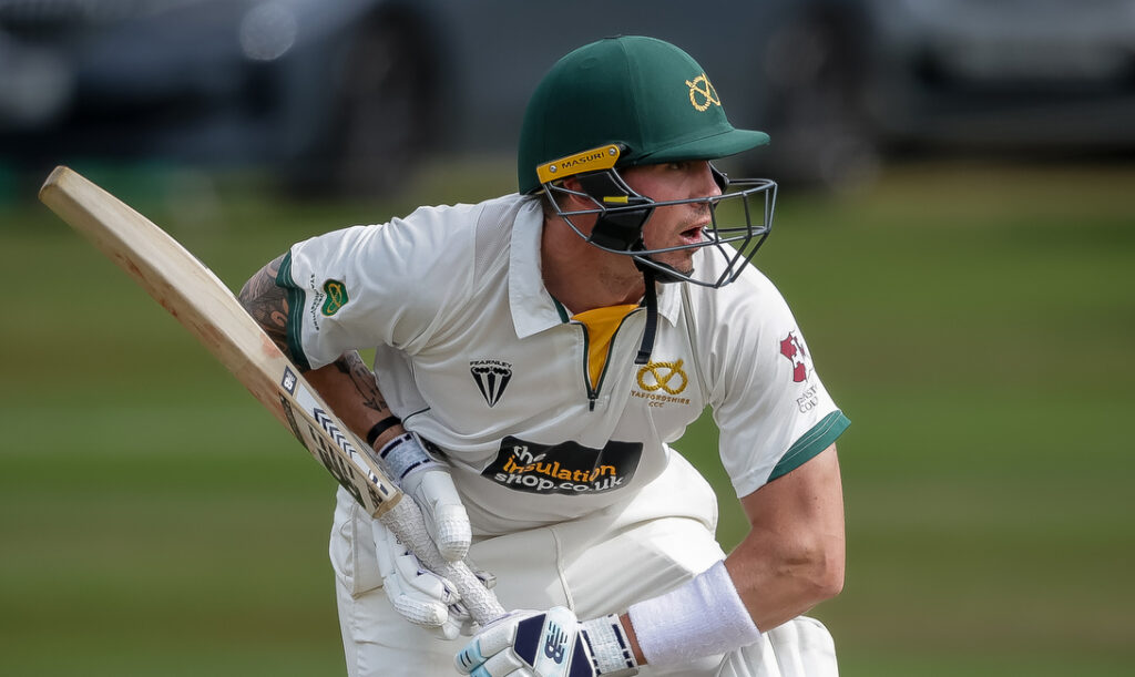 Staffordshire's James Kettleborough bats in the NCCA Championship final