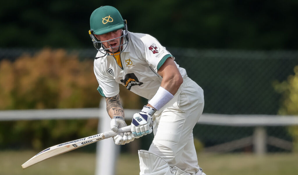 Staffordshire's James Kettleborough bats in the NCCA Championship final