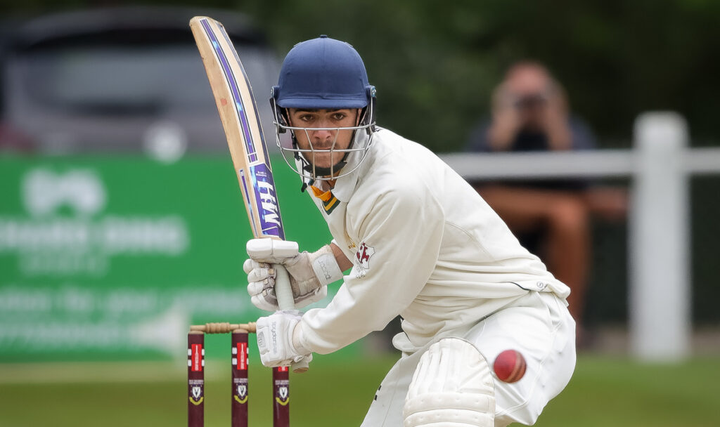 Staffordshire's James Abbotts bats in the NCCA Championship final