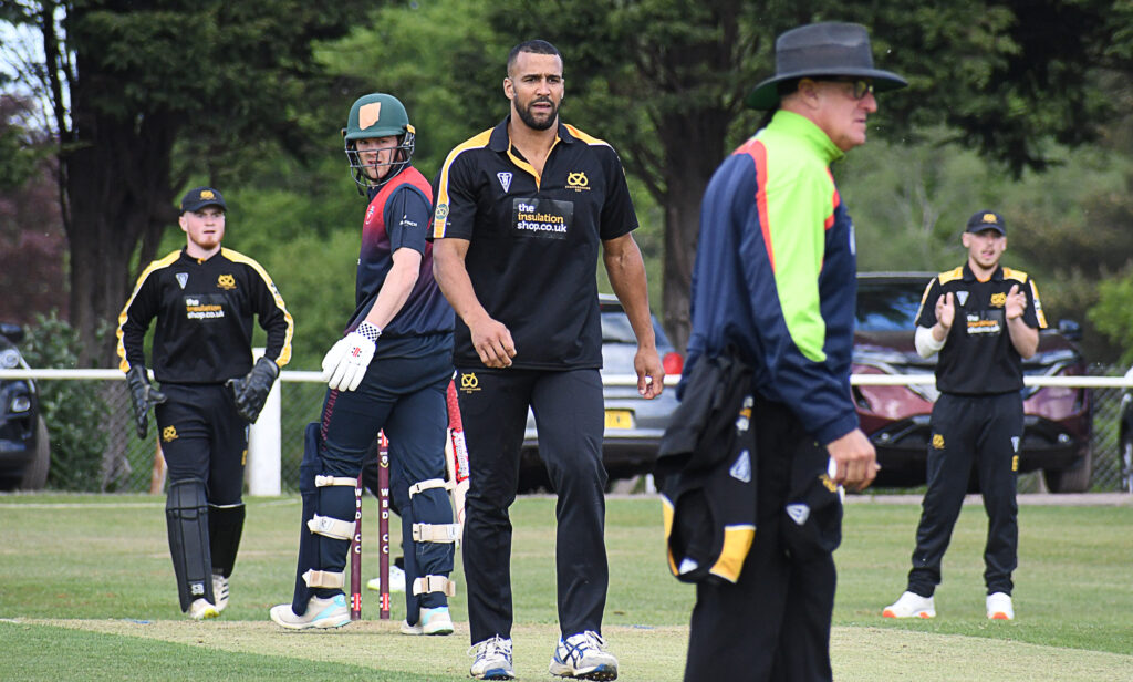 Staffordshire seamer Liam Hurt picked up the wicket of Suffolk's Ollie Burle.