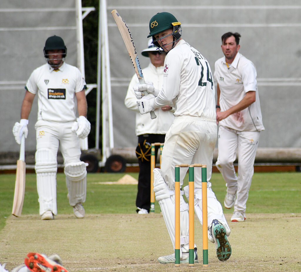Staffordshire spinner Tom Brett bats in the NCCA Championship game against Lincolnshire.
