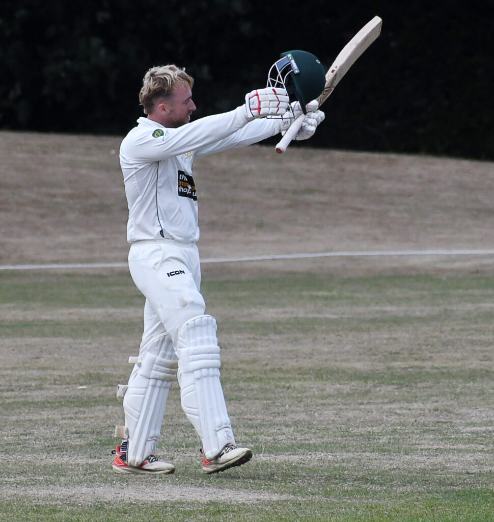 Matt Morris celebrates reaching his century.