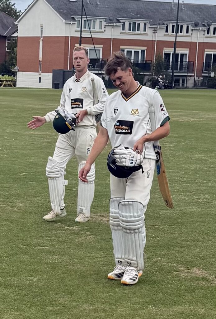 Joe Thorne and Tom Brett walk off after helping Staffs to a draw.