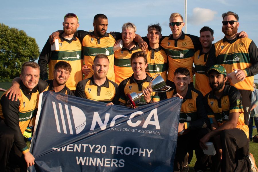 Staffordshire County Cricket Club celebrate winning the NCCA Twenty20 Cup