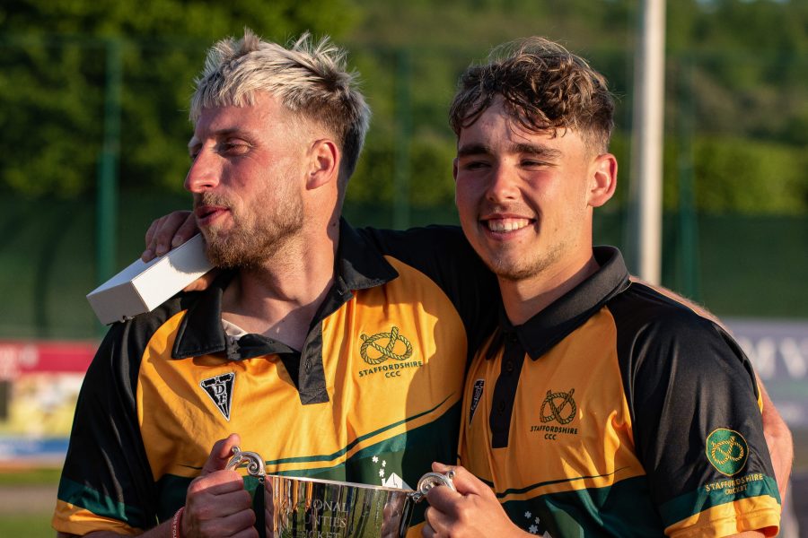 Moddershall & Oulton and Staffordshire team-mates Dan Richardson, left and Sam Atkinson celebrate the win.