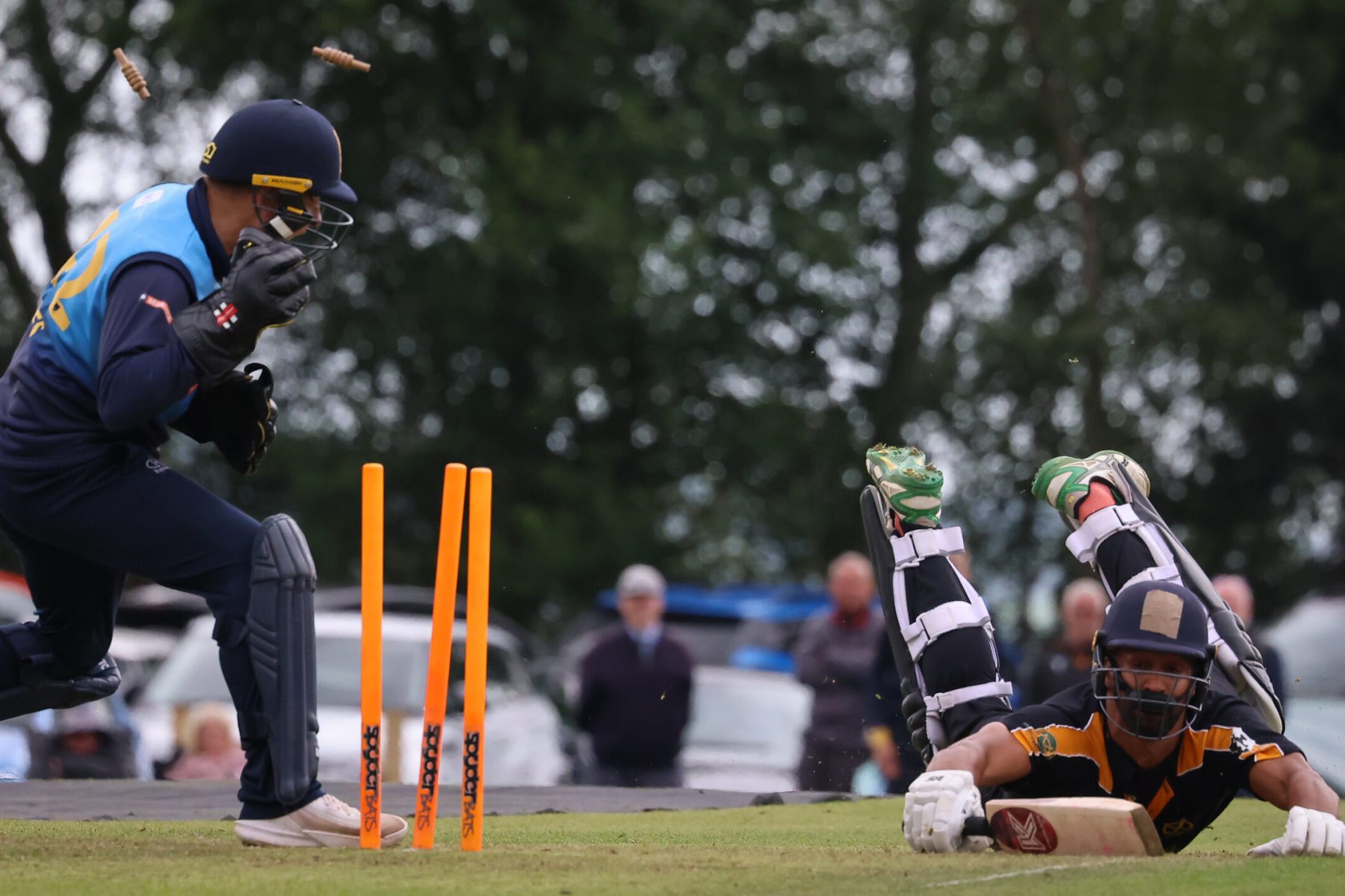 Staffordshire's Liam Hurt is run out in the opening NCCA Twenty20 Cup game against Shropshire.