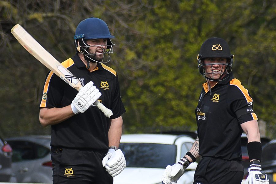Staffordshire County Cricket Club's Ollie Walker, left, and James Kettleborough