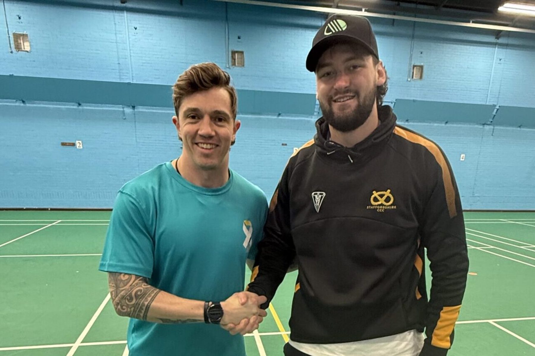 James Kettleborough, left, pictured with new Staffordshire signing Olly Walker.