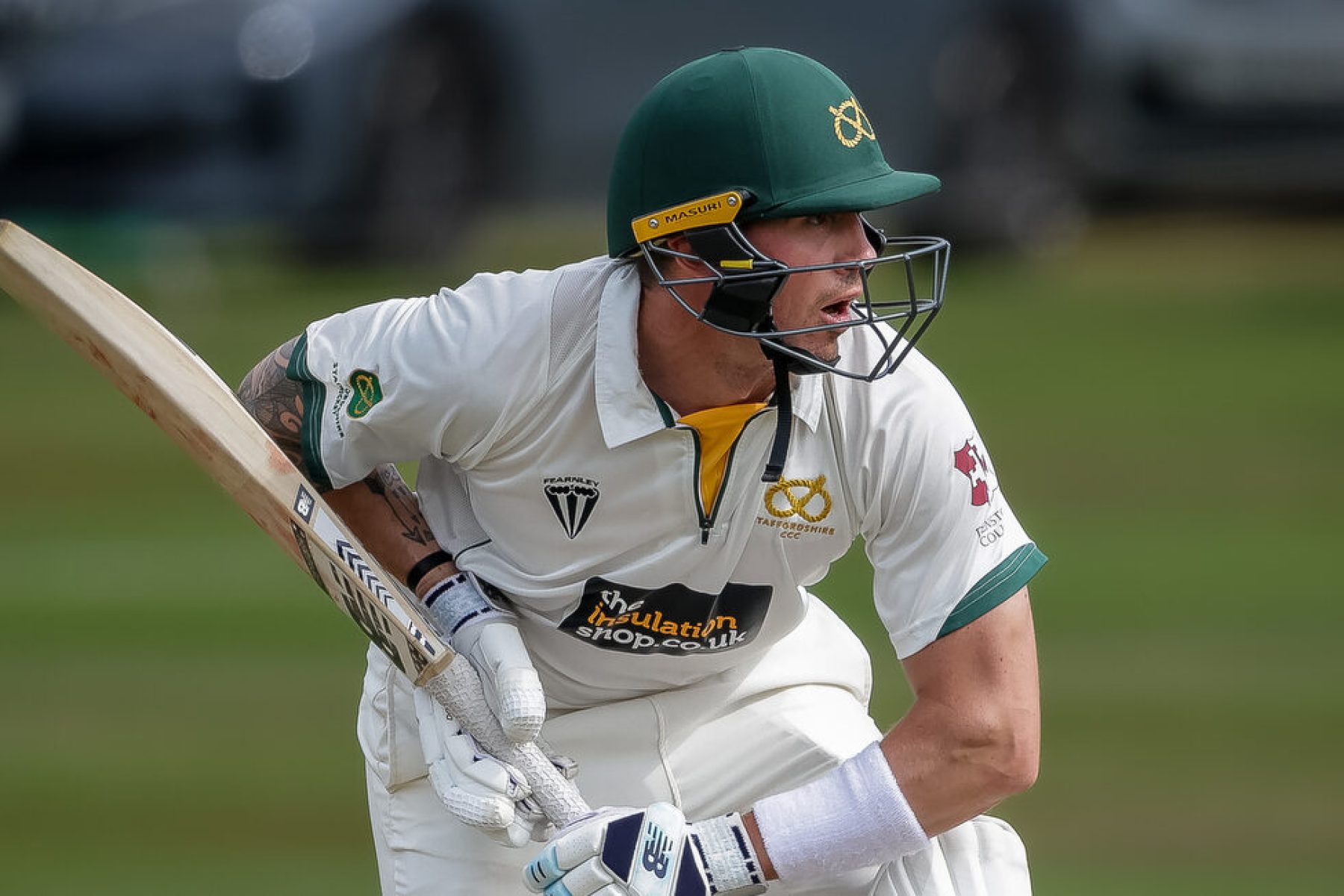 Staffordshire's James Kettleborough bats in the NCCA Championship final