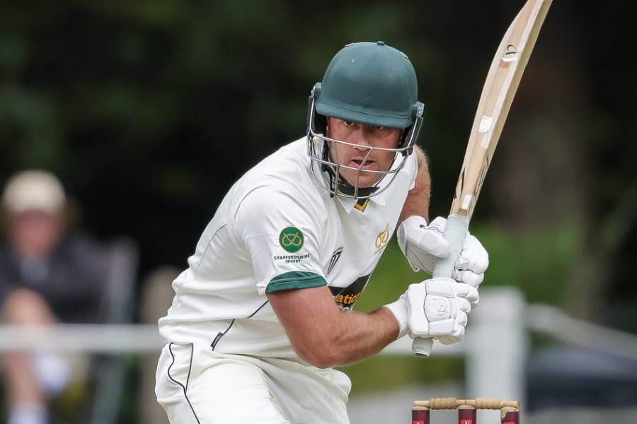 Staffordshire's Michael Hill bats in the NCCA Championship final