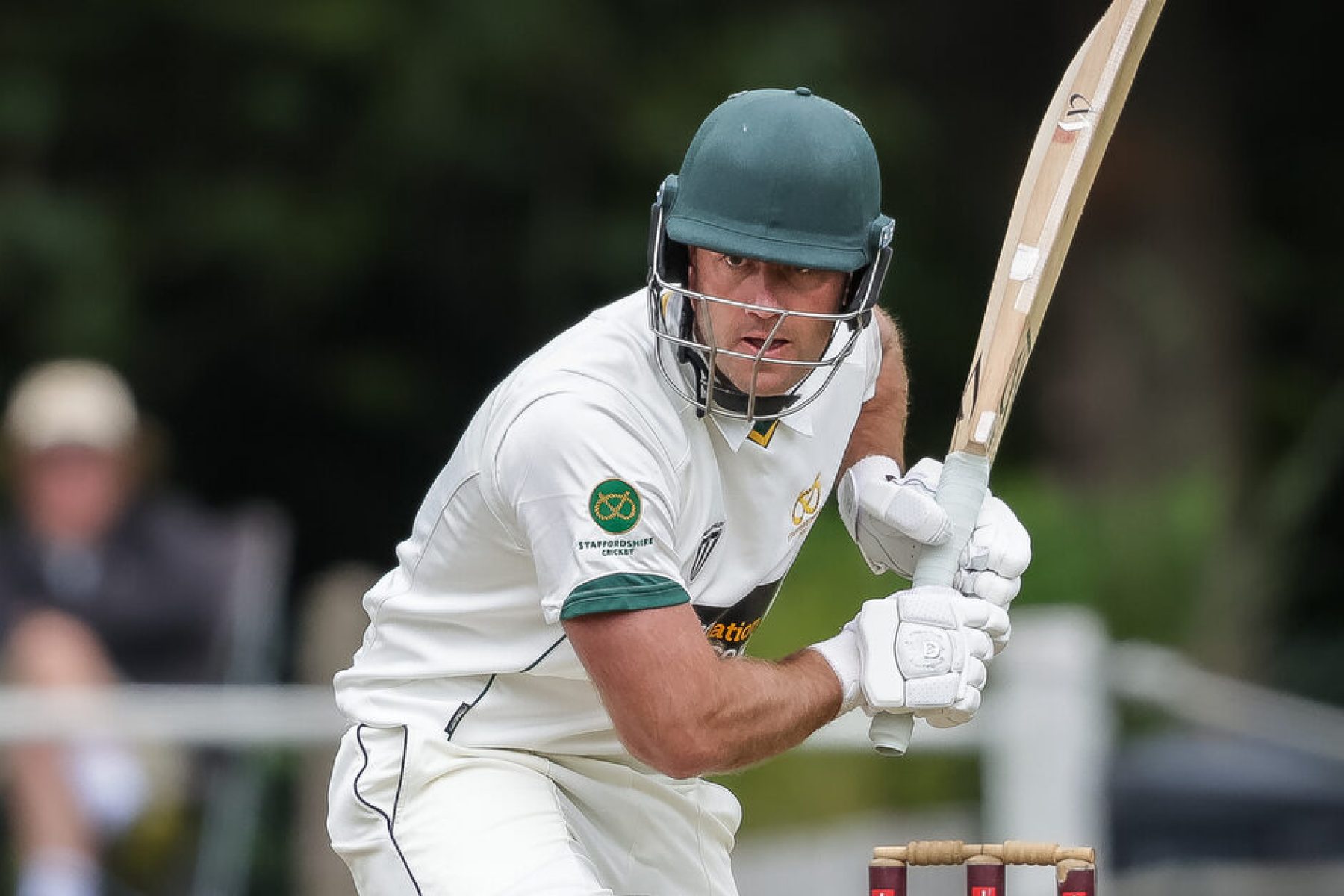 Staffordshire's Michael Hill bats in the NCCA Championship final