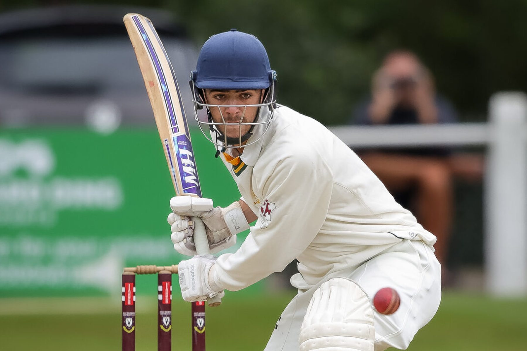 Staffordshire's James Abbotts bats in the NCCA Championship final