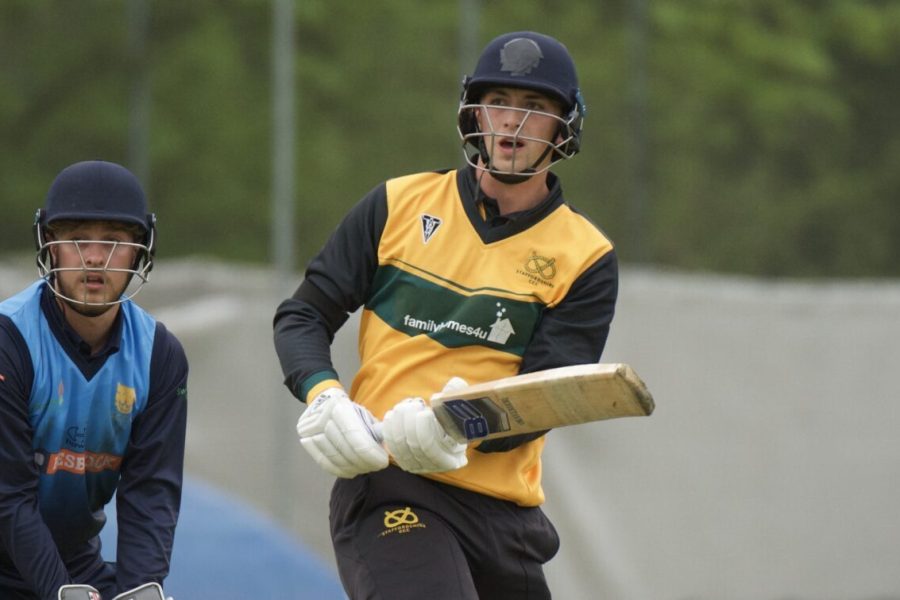 Nils Priestley on his way to a quickfire 58 in Staffordshire's NCCA Twenty20 Cup win against Shropshire at Leek.