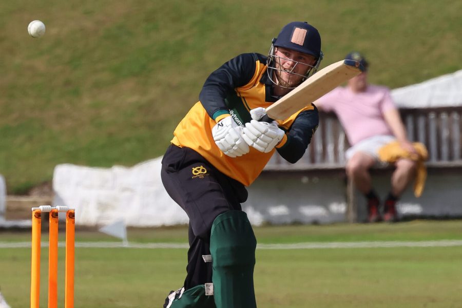 Jack Redman picks up runs for Staffordshire in the NCCA Showcase game against Leicestershire.