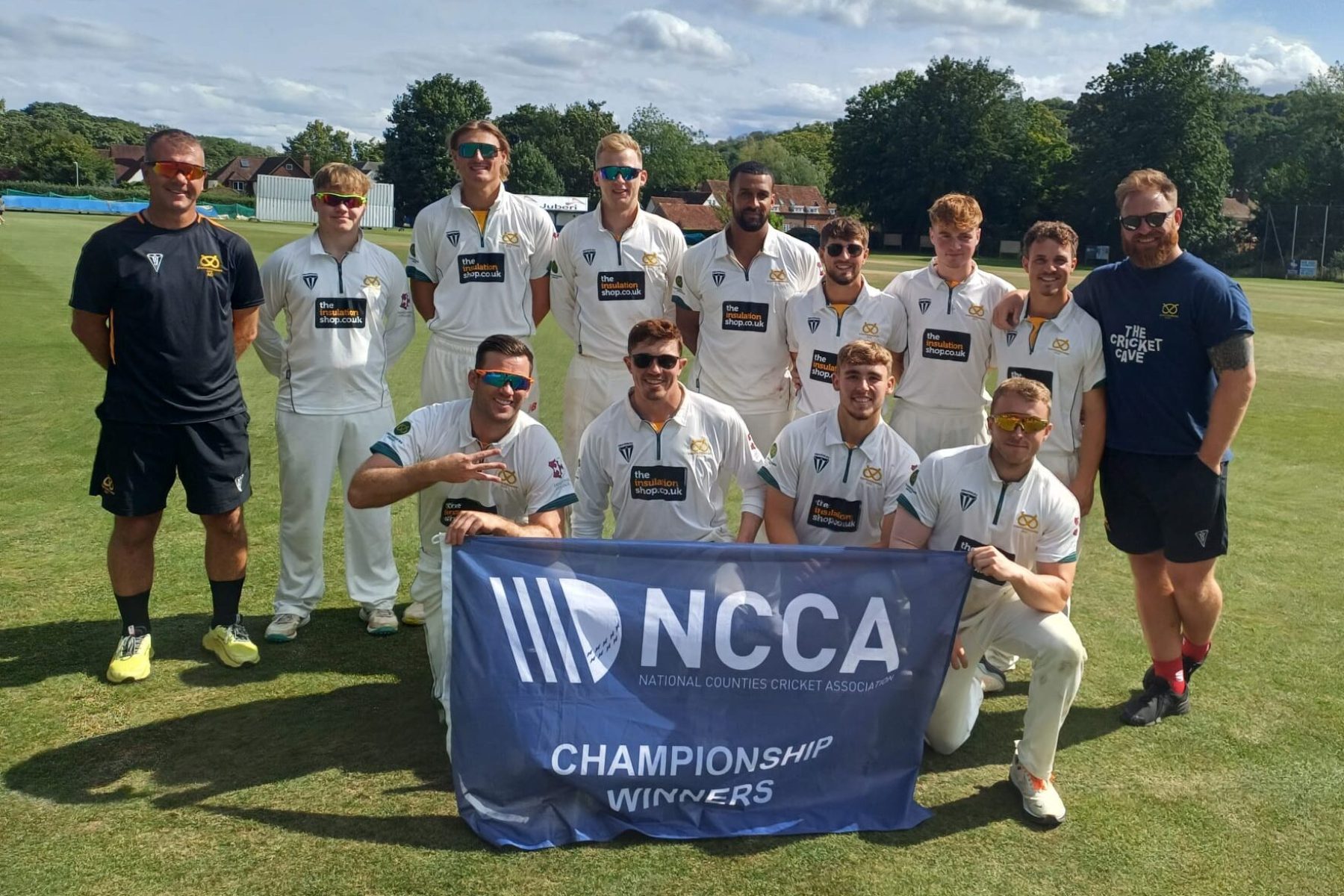 Staffordshire celebrate winning the NCCA Division One East title.